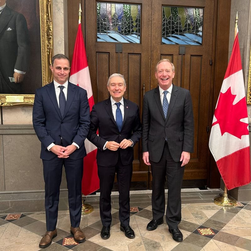 Canadian government and Microsoft leaders in Ottawa following discussions on how innovation and the diffusion of AI can unlock new opportunities and drive growth across the country.
